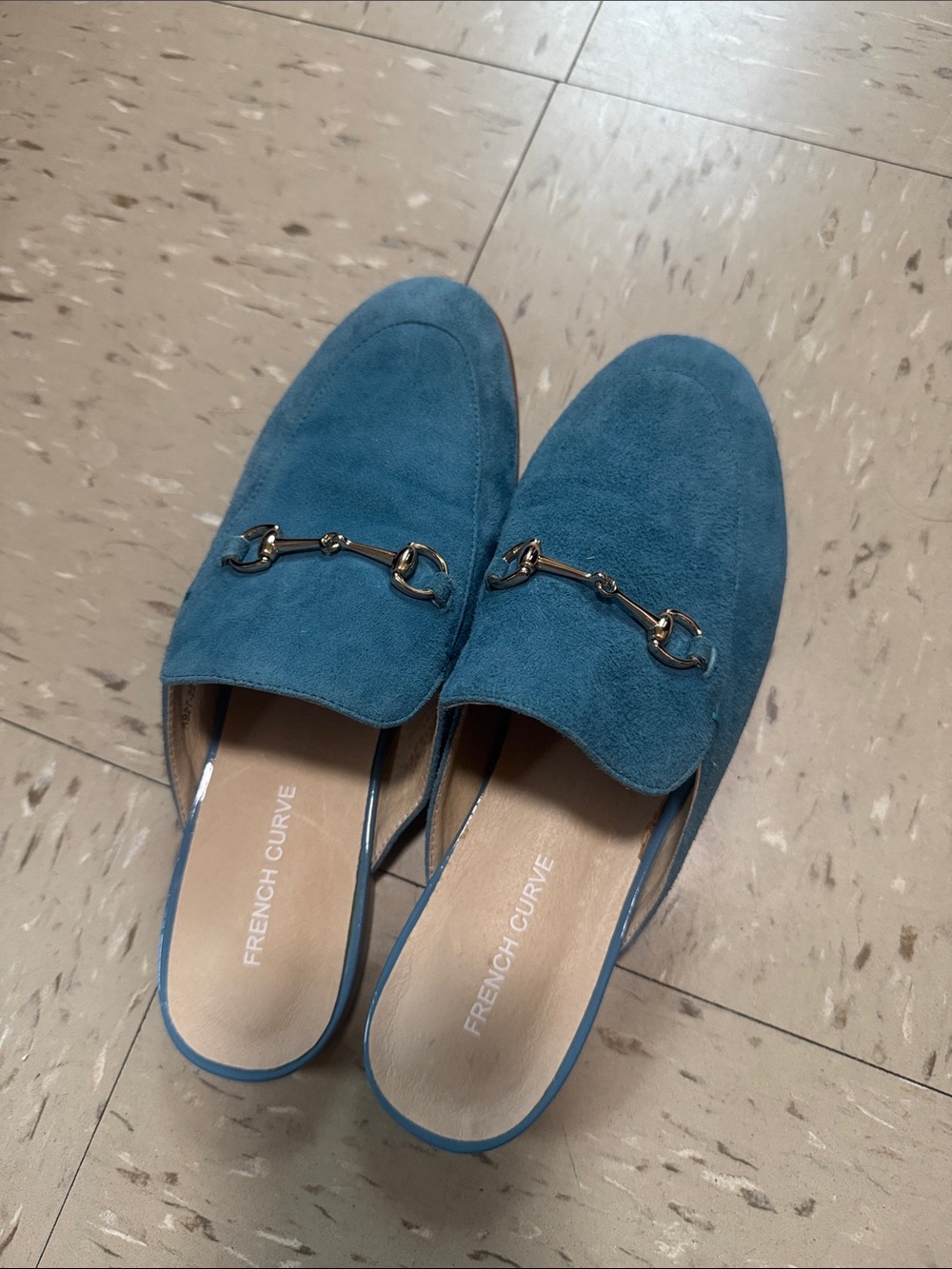 Sea blue flat mules - size women 8